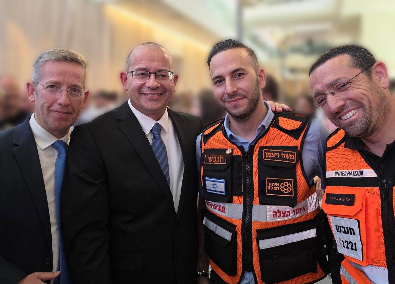 L-R Yossi Fuchs, Roman Gofman, Moshe Weizman, Elishiv Mizrachi at Mossad Headquarters