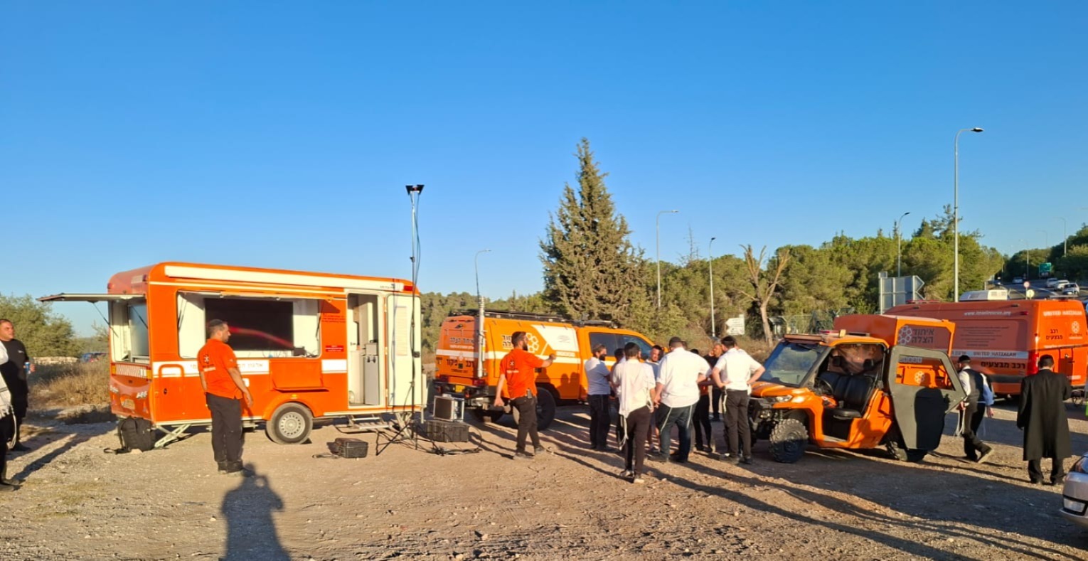 United Hatzalah emergency vehicles involved in the search and rescue of a mission person in the area of Beit Shemesh