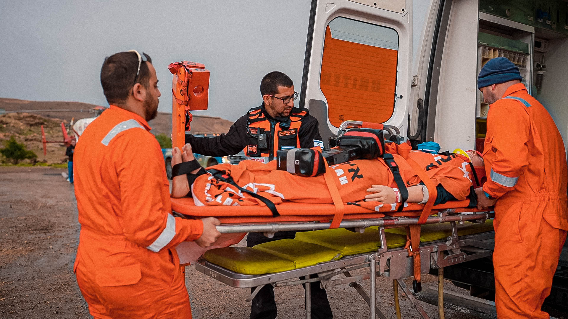 United Hatzalah Medics transporting a patient to the hospital