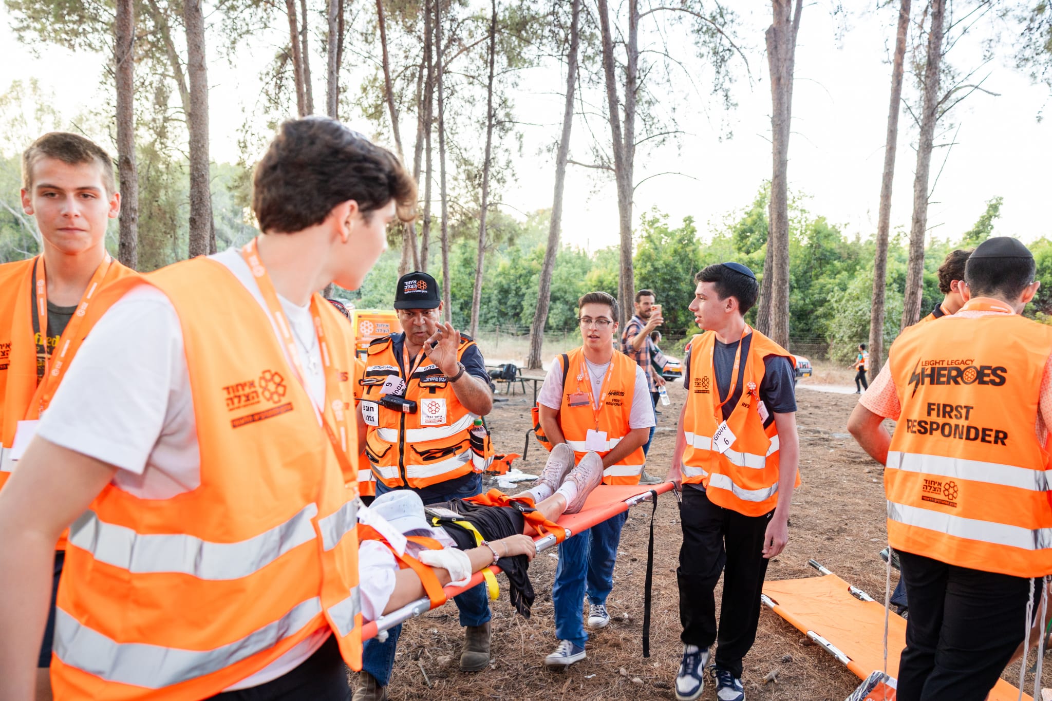 Leight Legacy Heroes participants at NCSY's Hatzalah Rescue MCI drill in the Ben Shemen Forest in Israel