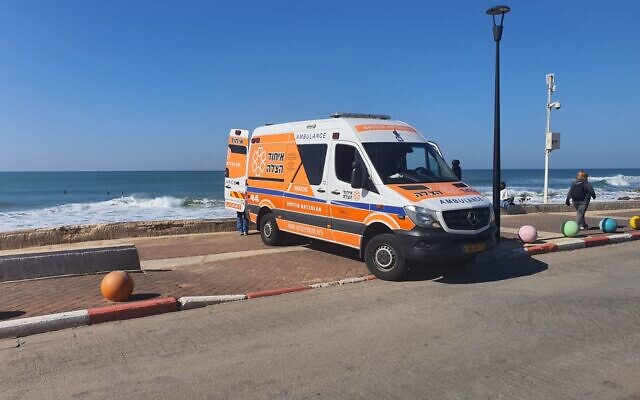 United Hatzalah Ambulance by one of Israel's beaches