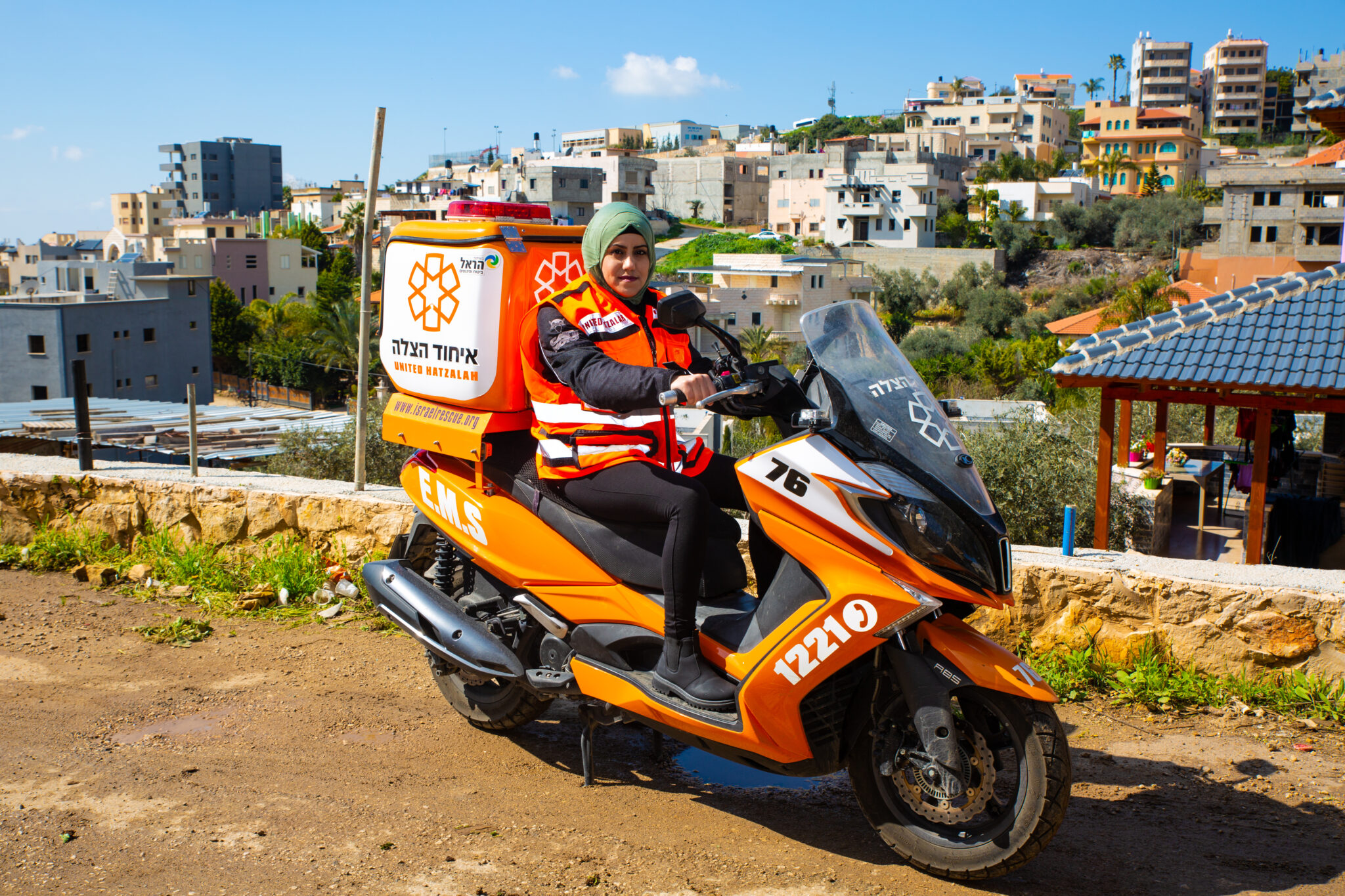 United Hatzalah emergency medical volunteer on a rescue motorcycle
